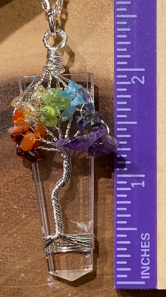 Clear Quartz Tree of Life Necklace, Unique Handmade Wire Clear Quartz Tree of Life Necklace, Unique Handmade Wire