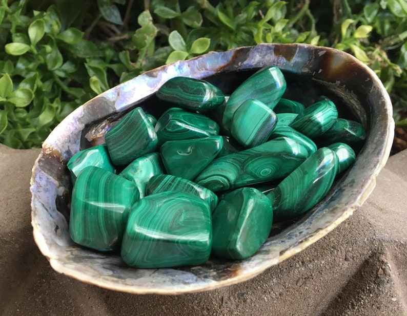 Malachite Tumbled 0.75-1.5 Stone Large Green Malachite image 2