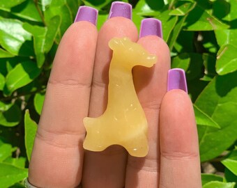 Mini Orange Calcite Giraffe, Mini Crystal Carving, Giraffe Figurine, Creativity Stone, Cute Giraffe, Animal Collection, Solar Plexus Chakra