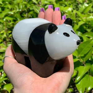 One Black and White Onyx Panda Carving, Panda Bear Carving, Stone Carving, Panda, Black and White, Animal Carving, Pandas