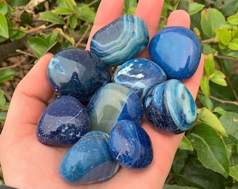 Blue Agate Tumbled Stone, Agate Pocket Stone, Blue Agate, Crown Chakra, Energy Stone, Meditation Stone