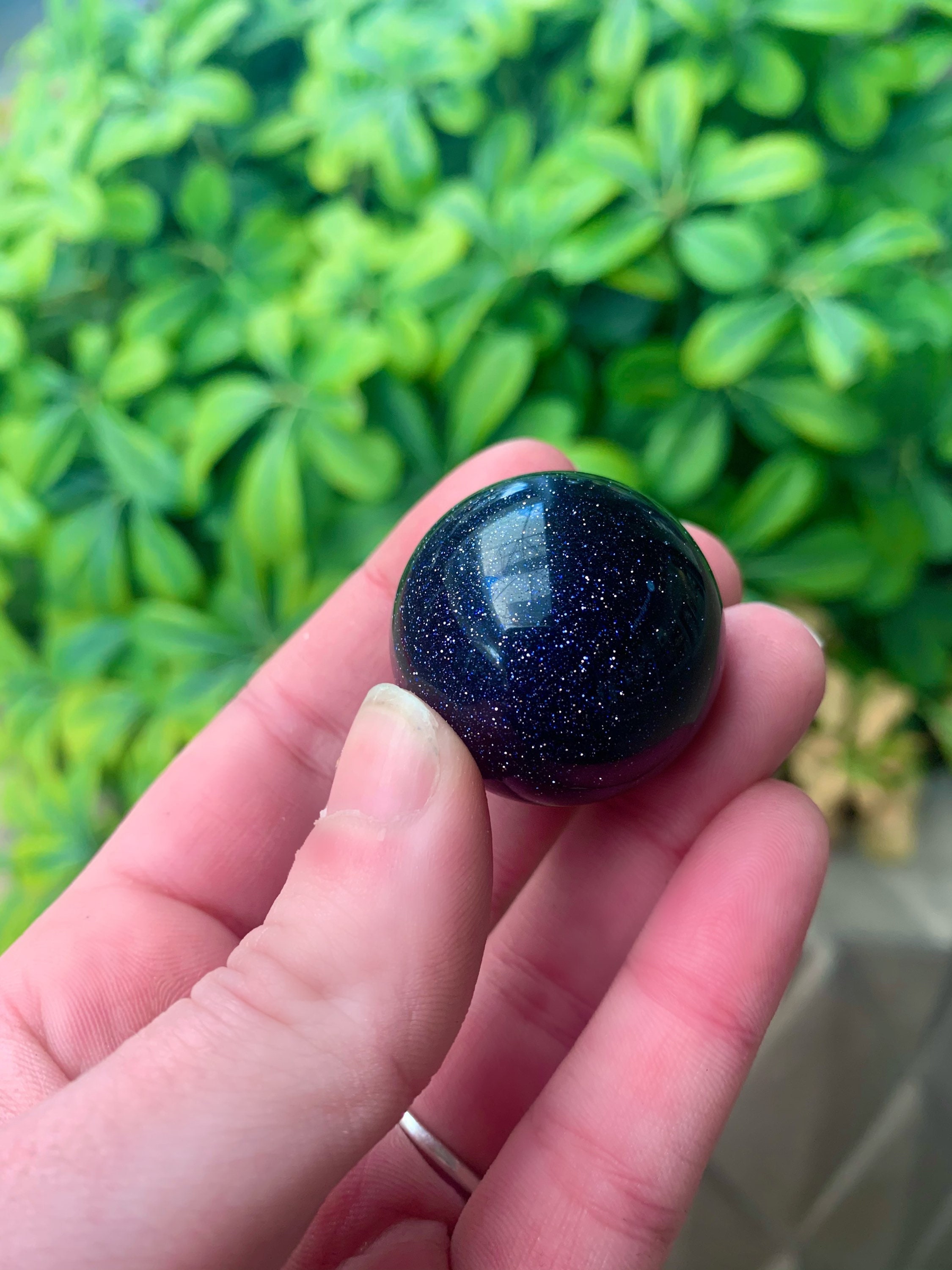 One 30mm Midnight Goldstone Sphere with Sphere Stand, Blue Goldstone …