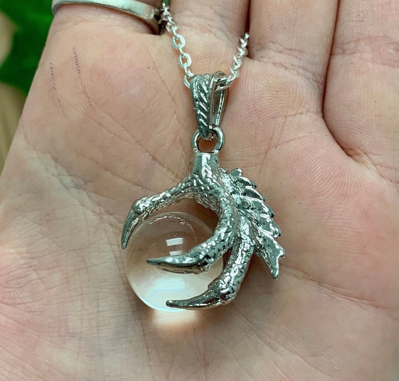 Clear Quartz Dragon Claw Necklace Crystal Claw Pendant Clear