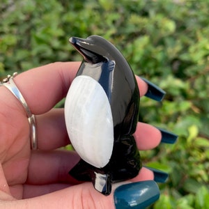 One Small Onyx Penguin, Carved Penguin, Penguin Figurine, Crystal Penguin, Penguin Gift, Polar Penguin, Emperor Penguin, Black Penguin