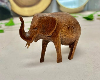 One Teak Wood Elephant Carving, Hand Carved Wood, Wooden Elephant, Elephant Gift, Zen Home Decor, House Warming Gift, Teak Wood Animal, MGI