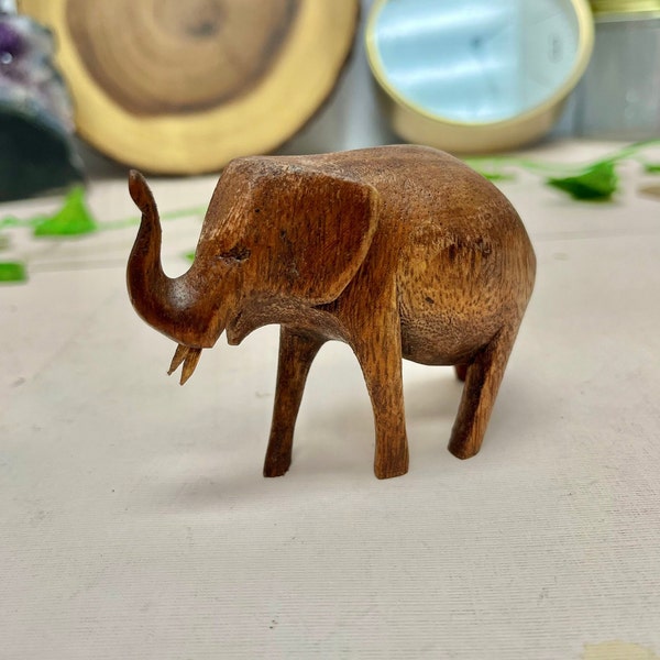 One Teak Wood Elephant Carving, Hand Carved Wood, Wooden Elephant, Elephant Gift, Zen Home Decor, House Warming Gift, Teak Wood Animal, MGI