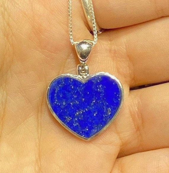 Lapis Lazuli Heart Sterling Silver Pendant Lapis Lazuli Heart Necklace Heart Shape Pendant Lapis Necklace Throat Chakra Etsy