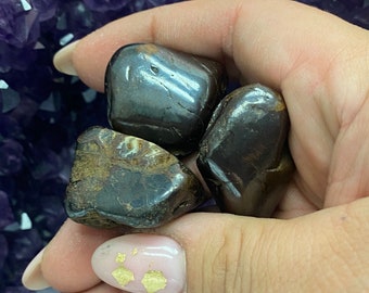 Hematite Tumbled Stone, One Hematite Polished Stone, Root Chakra, Energy Stone, Meditation Stone, Protection Stone, Grounding Stone
