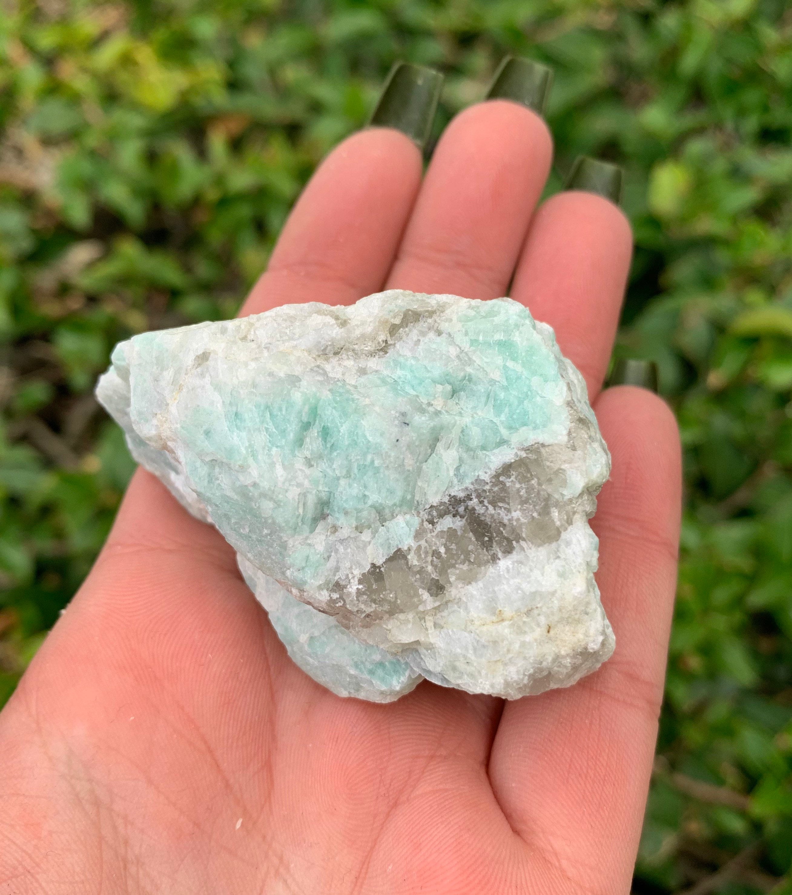 One Rough Amazonite Chunk Raw Amazonite Piece Natural Amazonite Crystal Blue Crystal Throat Chakra Creatvity Stone Expression Stone Etsy
