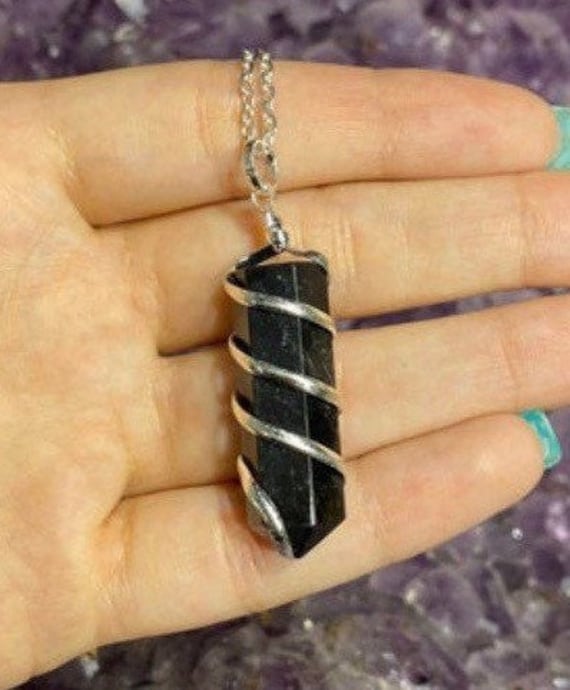Spiral Wire Wrapped Black Tourmaline 