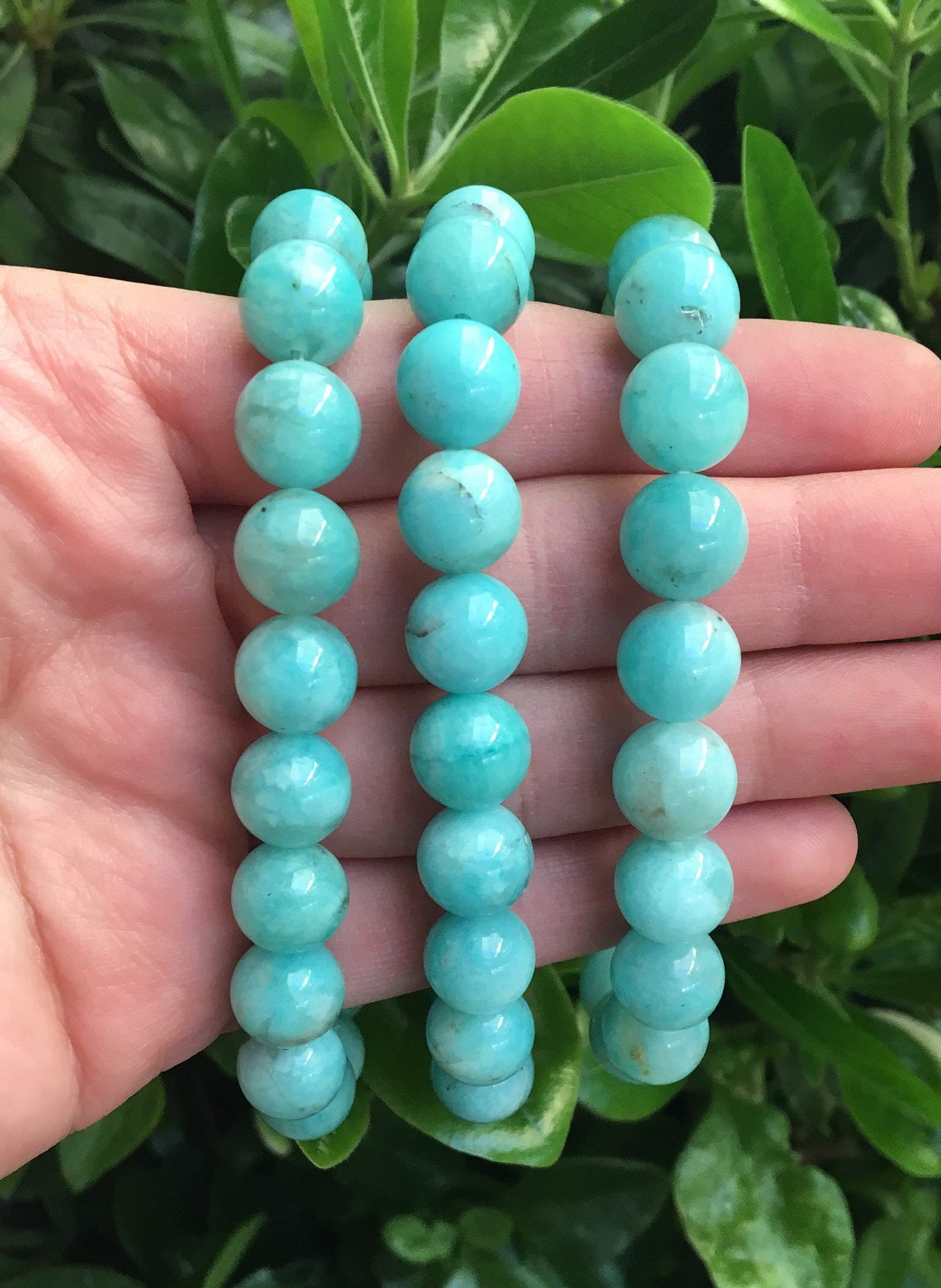8mm Amazonite Round Beaded Bracelet Blue Amazonite Stone Etsy