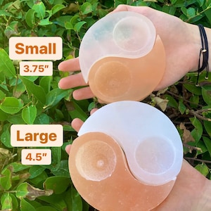 Orange and White Selenite Yin Yang Tea Light Candle Holder (2 Sizes Available), Crystal Candle Holder, Yin Yang Decor, Orange Selenite
