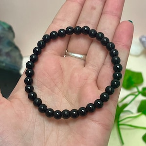 One 6mm Obsidian Stretch Round Bracelet, Obsidian Bracelet, Protection Stone, Grief Stone, Root Chakra, Healing Energy, Grounding, VG