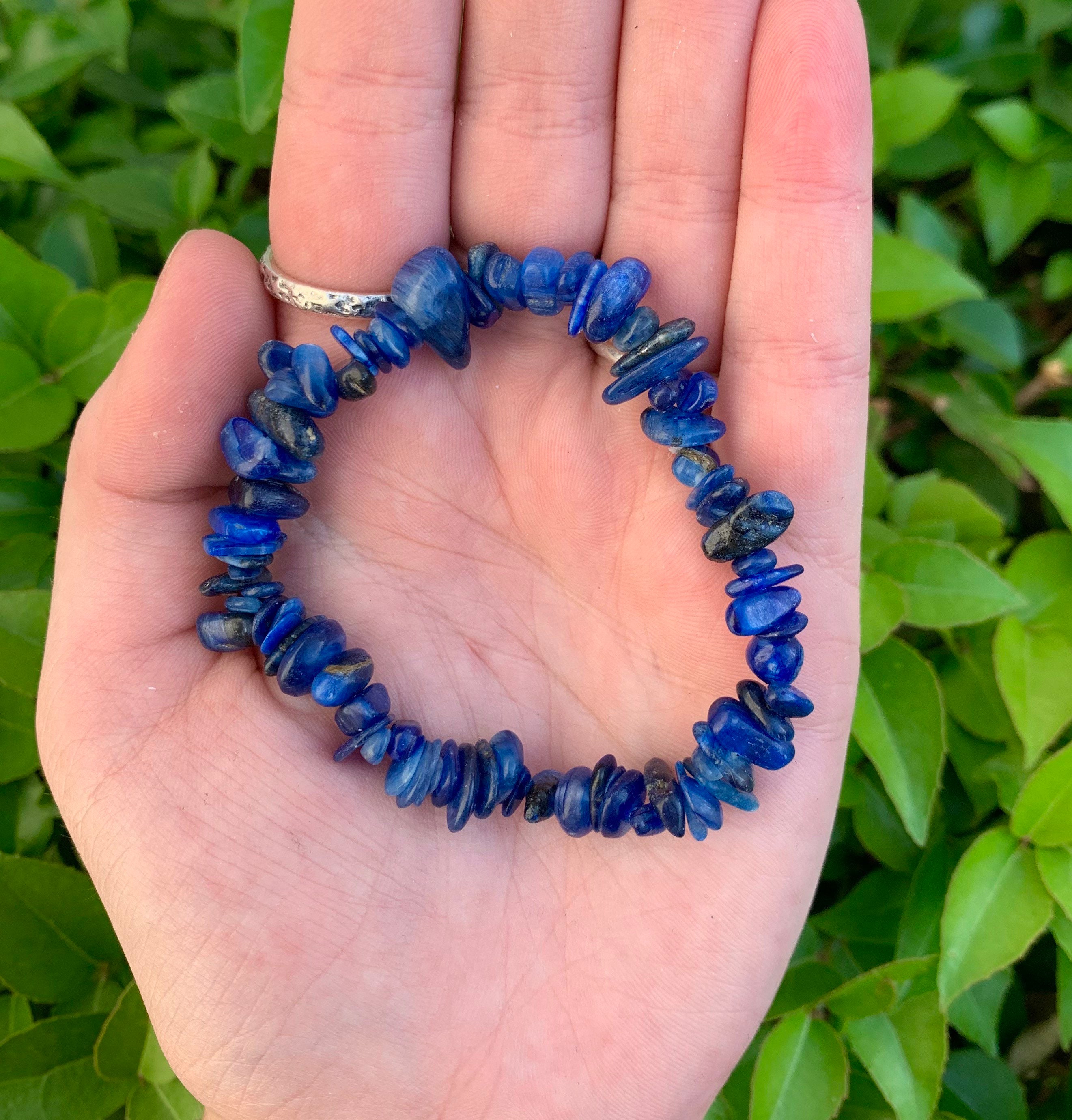 Blue Kyanite Stone Chip Bracelet, Stone Chip Bracelet, Kyanite