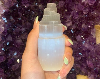 Selenite Towers (3 sizes offered), Mini Selenite Tower, Selenite, Charging Selenite, Charging Stone, Dream Stone, Crown Chakra, Meditation