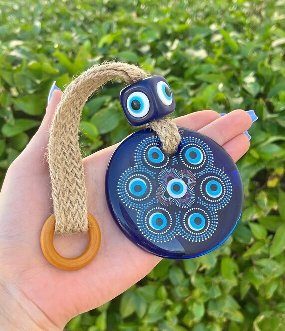 Handmade Glass Evil Eye Kaleidoscope Design, Colorful Protection
