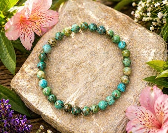 One 6mm Turquoise Bracelet Natural Turquoise Beaded Bracelet Blue Stone Jewelry December Birthstone Gift Stretch Bracelet