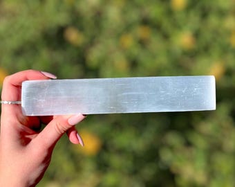 Polished Selenite Charging Ruler (Various Sizes), Charging Plate, Meditation, Cleansing Tool, Sleep, Recharging, Purity, Crown Chakra, Lunar