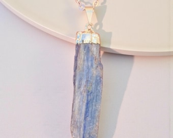 Kyanite Blade Pendant, Natural Kyanite Necklace, Third Eye Chakra, Calming Stone, Stress Relief, Brazilian Stone, Bridesmaid Gift