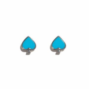 Turquoise Spade Shape Sterling Silver Earring, Turquoise Stud, Ace of Spade, Poker Earring, Spade Earring, Sterling Silver, Stud Earring