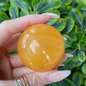 One 50mm Orange Calcite Sphere, Juicy Orange Polished Calcite, Crystal Ball, Altar Piece, Desk Decor, Creativity Stone, Manifestation