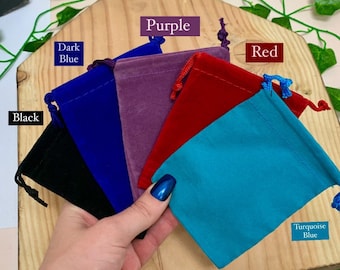 Small Velvet Drawstring Pouch, Crystal Pouch, Intention Bag, Goodie Bag, Multi Color Pouch, Jewelry Bag, Small Gift Bag, Wedding Favors