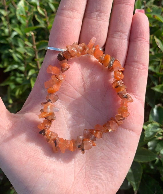 One Carnelian Stone Chip Bracelet Carnelian Jewelry Carnelian