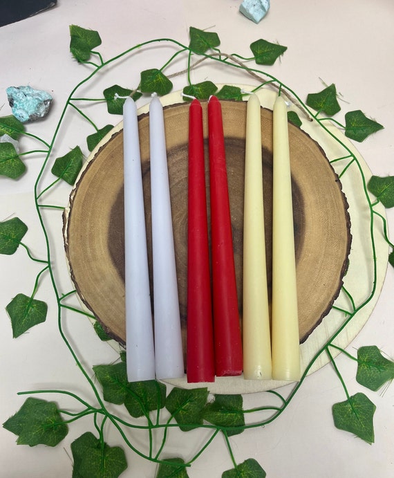 Long Taper Unscented Wax Candle, Prayer, Altar Candle, 10 Inch / 25cm, Red, White, Yellow, Wedding Party Event Candles, Thin Base