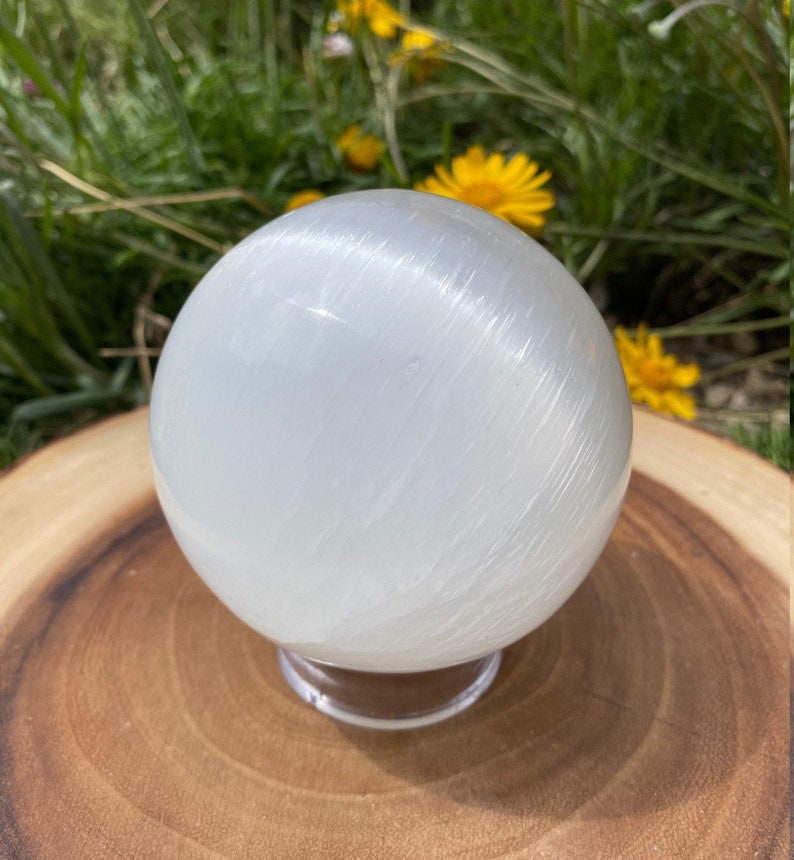 One 70mm-80mm Selenite Sphere, 3” Selenite Specimen, Healing Selenite Gemstone, Dream Stone, Clear Mineral, Meditation Stone, Calming Stone 