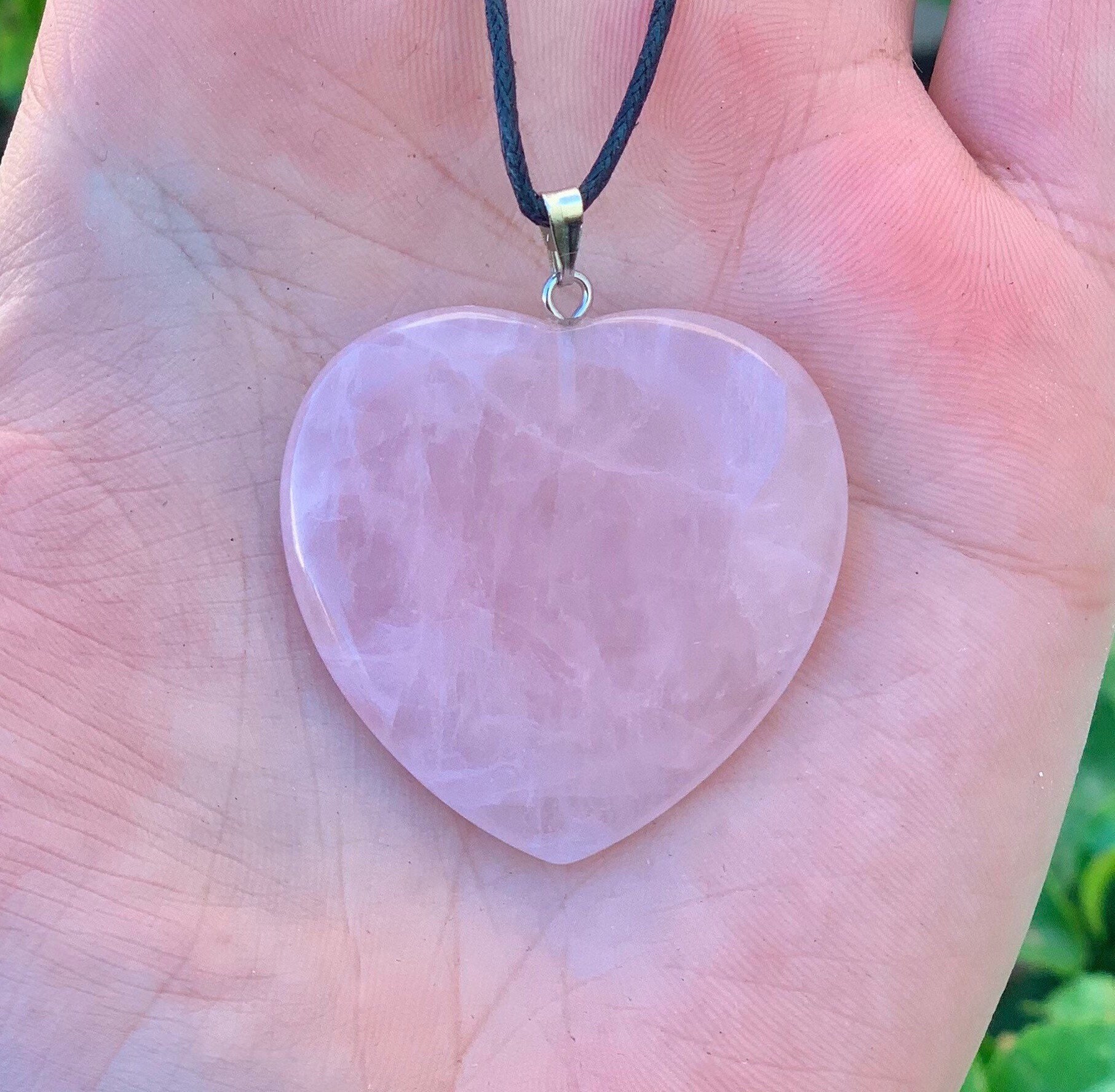 Rose Quartz Heart Shape Pendant W 