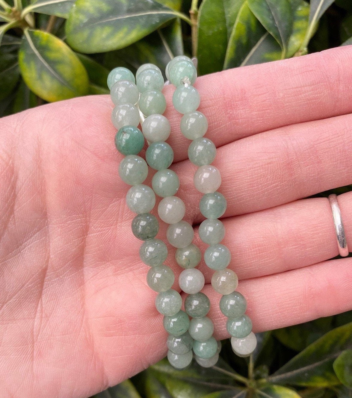 One 6mm Green Aventurine Stone Bracelet, Green Aventurine Stretch Bra…