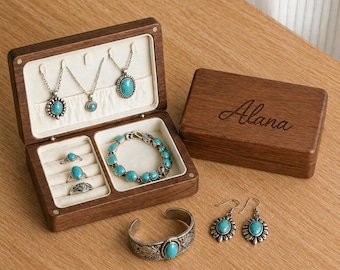 Custom Walnut Jewelry Box Personalized Engraved Gift Wooden Keepsake Box for Her Bridesmaid Gift Memory Box Anniversary Gift