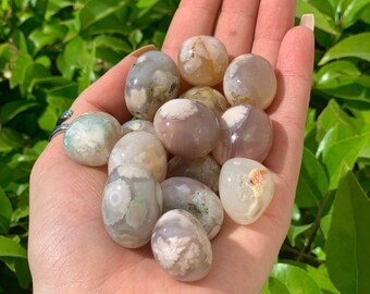 One Flower Agate Tumbled Stone, Flower Agate Pocket Stone, Crown Chakra, Heart Chakra, Energy Stone, Meditation Stone, Self Growth Stone