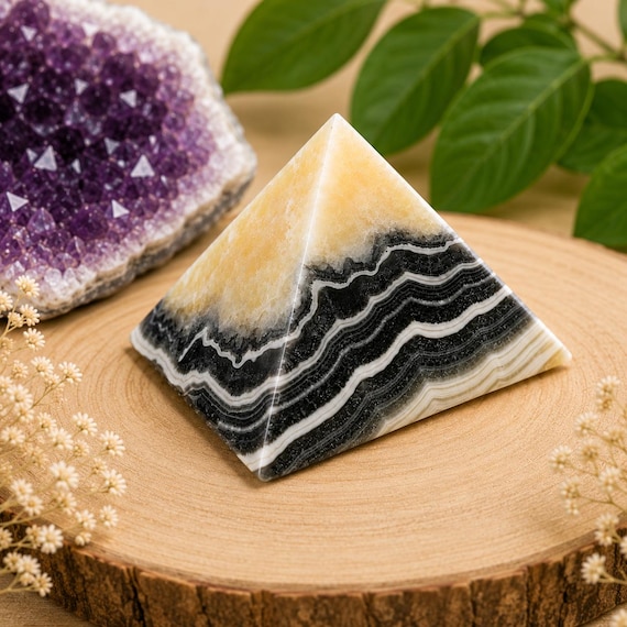 One Zebra Onyx Pyramid (Various Sizes), Mexico Banded Onyx, Hand Carved Zebra Onyx, Crystal Energy Pyramid, Root Chakra, Mexican Onyx
