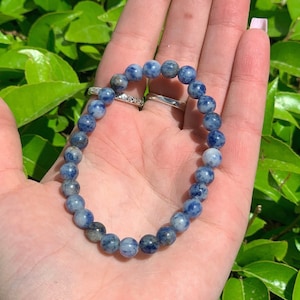 6mm Sodalite Stone Bracelet, Sodalite Jewelry, Communication Stone, Spiritual Healing, Throat Chakra, Blue Crystal, Crystal Bracelet, DSP