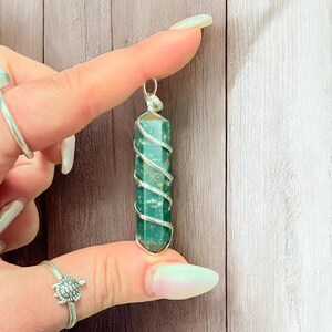 Wire Wrapped Bloodstone Pendant Necklace – Spiral Wrapped Healing Crystal Jewelry, Heart Chakra Support, Stress Relief Gift for Anxiety image 9