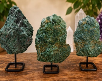 Large Natural Fuchsite Display Specimen on Metal Stand Choose Your Exact Crystal Green Mineral Home Decor Collector Display Gift
