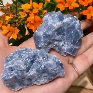 Blue Calcite Chunk, Option Sizes Available Calcite Rough Stone, Raw Calcite, Mexican Calcite, Throat Chakra, Psychic, Blue Crystal