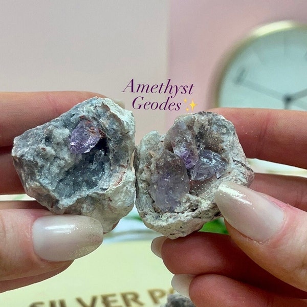 One Amethyst Opened Geode, Druzy and Raw Amethyst in Geode, All Natural, Crown Chakra, February Birthstone, Healing Energy, Meditation, Gift