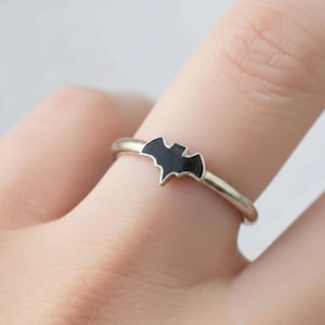 Smoky Quartz Bat Ring Sterling Silver  Adjustable Gemstone Bat Jewelry for Halloween, Gothic, Witchy, or Everyday Crystal Lovers