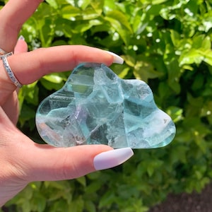 One Rainbow Fluorite Cloud with Easel Stand, Cloud Carving, Stone Cloud, Crystal Cloud, Fluorite Piece, Fluorite Carving, Polished Fluorite