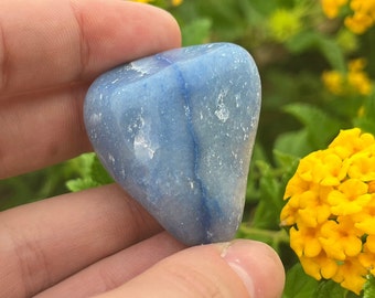 Blue Quartz Tumbled, Communication Stone, Throat Chakra, Pocket Stone, Calming and Healing Energy,