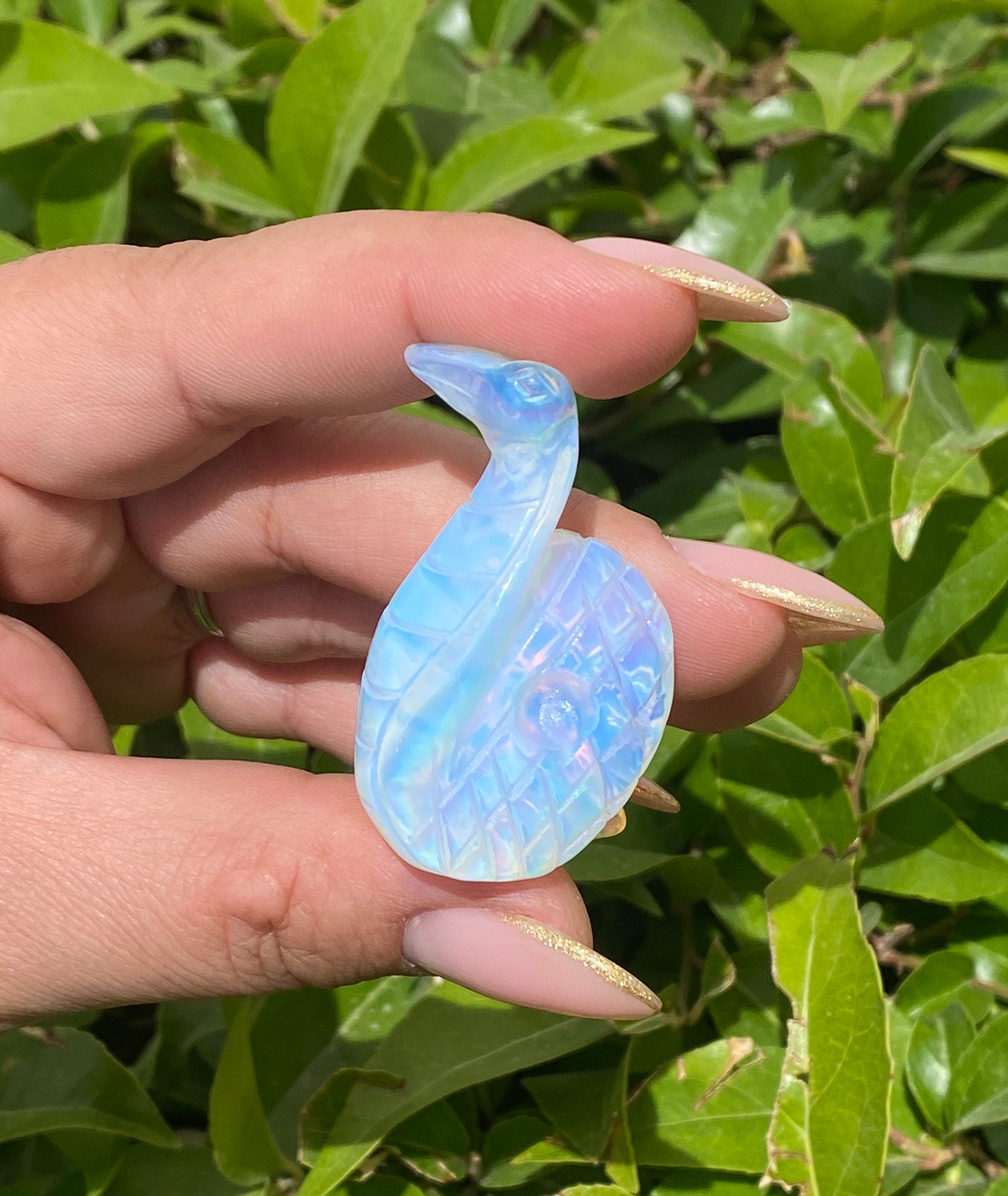 Opalite Snake Stone Carving, Snake Carving, Stone Carving, Crown Chakra, Zoo Animal Carving, Small Cobra, Kids Rock Collection
