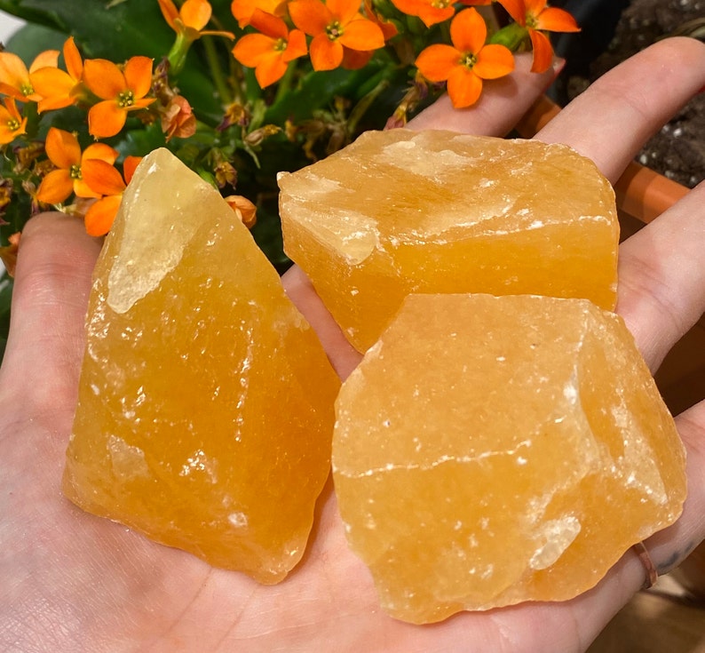 One Natural Orange Calcite Chunk, Mexican Rough Orange Calcite, Raw Orange Calcite, Orange Calcite Piece, Raw Calcite, Calcite Chunk image 5