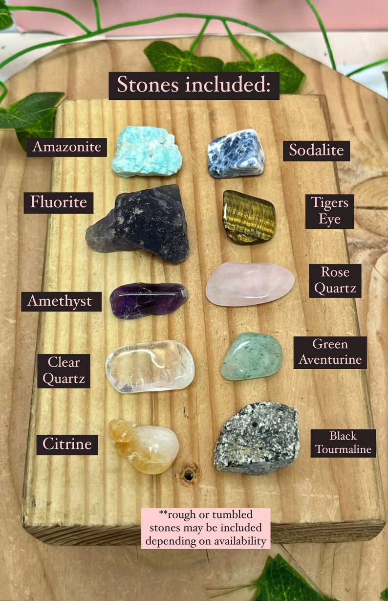 Kit de cristales personalizado para la vuelta al cole, caja magnética, piedras para estudiantes y aprendizaje, cristales para taquillas, energía curativa, regalo con monograma imagen 4