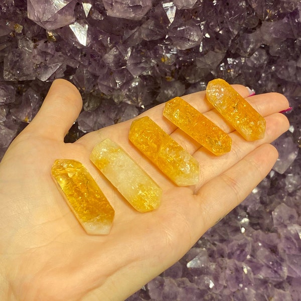 One Citrine Double Terminated Point, Citrine, Polished Citrine, November Birthstone, Solar Chakra, Lemon Citrine, Citrine Point, Money Stone