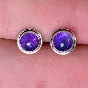 Amethyst Sterling Silver Round Earrings, Amethyst Dainty Stud Earrings, Crown Chakra, Healing Stone, February Birthstone, Crystal Earrings