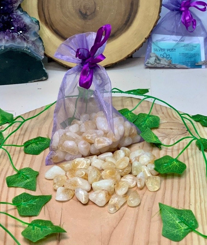 Citrine Confetti Mix Witches Scoop Magical Mix Fairy Crystal Bag Citrine Tumbled Stone Money Stone Abundance Solar Plexus