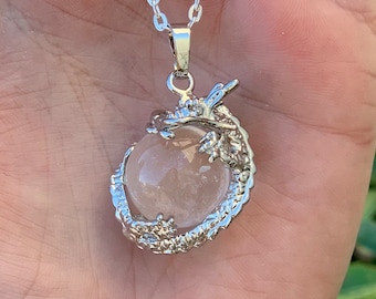 Clear Quartz Dragon Wrap Necklace, Dragon Pendant, Quartz Dragon, Seven Chakra, Healing Energy, Clear Necklace, Spirit Animal