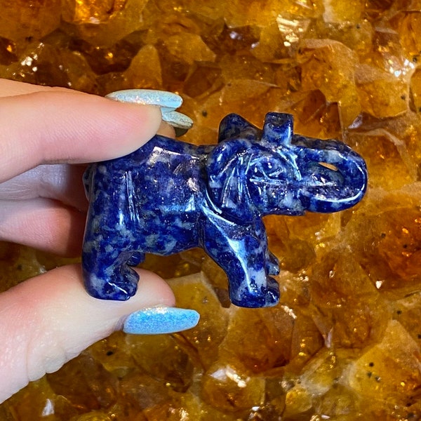 Lapis Elephant Carving, 2" Elephant Carving, Blue Elephant, Lucky Elephant, Lapis Carving, Throat Chakra, Good Luck Charm, Zoo Animal